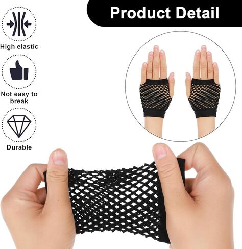 زوجان من القفازات الشبكية القصيرة المصنوعة من شبكة صيد السمك بدون أصابع قوطية 80s مناسبة لحفلات الهالوين in Kuwait