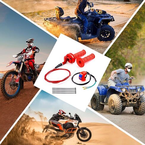 7/8 بوصة 22 مم مسرع خانق ملتوي بمقبض ناعم من الركام لـ 50cc 90cc 110cc 125cc 4-Stroke SSR Coolster Apollo CRF50 Roketa Pit/Dirt/Mini Bike ATV رباعية الجيب (أحمر) in Kuwait
