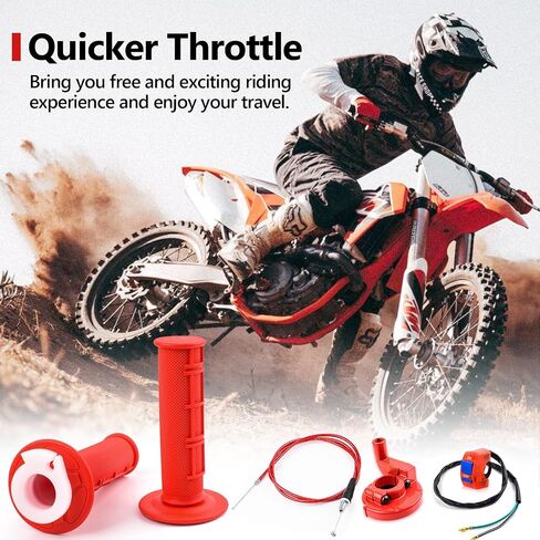 7/8 بوصة 22 مم مسرع خانق ملتوي بمقبض ناعم من الركام لـ 50cc 90cc 110cc 125cc 4-Stroke SSR Coolster Apollo CRF50 Roketa Pit/Dirt/Mini Bike ATV رباعية الجيب (أحمر) in Kuwait