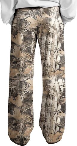 المرأة واسعة الساق كامو Sweatpants الرباط عالية الخصر التمويه عرق السراويل الفضفاضة الصوف بنطلونات مموهة كالزي العسكري مع جيوب in Kuwait