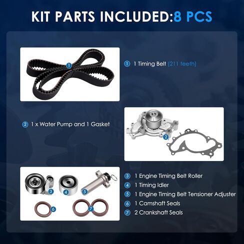 ECCPP TBK257 WPTO033 WP170-1920 TS26257 ITM257 TBW1002 TKT-004 TCKWP257 Timing Belt Water Pump Kit for Lexus ES300 RX300 for Toyota Avalon Camry Sienna Solara in Saudi Arabia
