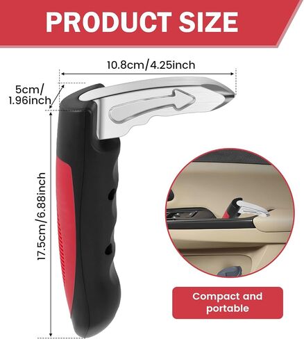 2Pack Car Handle Assist for Elderly 2 in 1 Multifunction Auto Cane Portable Vehicle Support Handle. Window Breaker, Car Door Assist Handle for Seniors, Car Emergency Tool (Red) in Saudi Arabia