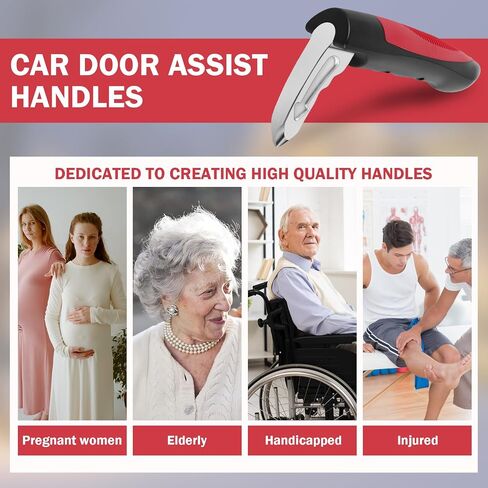 2Pack Car Handle Assist for Elderly 2 in 1 Multifunction Auto Cane Portable Vehicle Support Handle. Window Breaker, Car Door Assist Handle for Seniors, Car Emergency Tool (Red) in Saudi Arabia