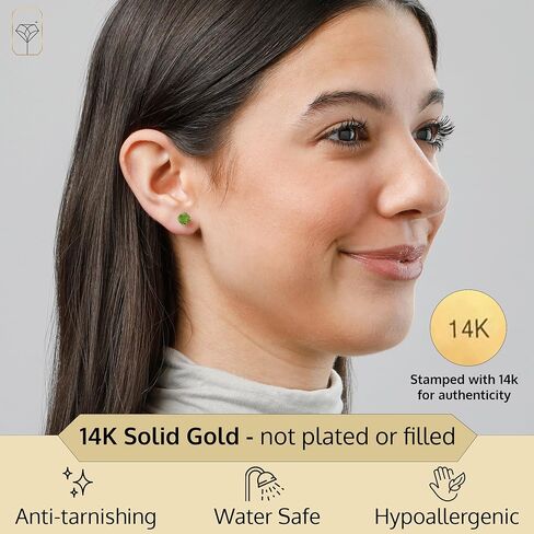 14k Gold 6MM Cushion Cut Stud Gemstone Earrings | Hypoallergenic Solitaire Gemstone Studs with 14K Gold Backs | Lightweight Birthstone Earrings with Gift Box by MAX + STONE in Saudi Arabia