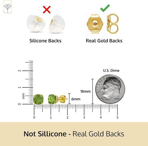 14k Gold 6MM Cushion Cut Stud Gemstone Earrings | Hypoallergenic Solitaire Gemstone Studs with 14K Gold Backs | Lightweight Birthstone Earrings with Gift Box by MAX + STONE in Saudi Arabia