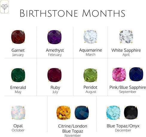 14k Gold 6MM Cushion Cut Stud Gemstone Earrings | Hypoallergenic Solitaire Gemstone Studs with 14K Gold Backs | Lightweight Birthstone Earrings with Gift Box by MAX + STONE in Saudi Arabia
