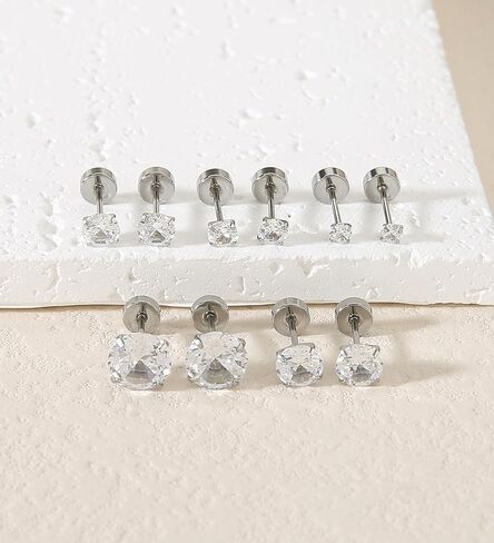 8MM Extra Long Post Earrings for Thick Earlobes 316L Surgical Stainless Steel Flat Back Earrings Hypoallergenic 5A Cubic Zirconia Stud Earrings for Women Men in Saudi Arabia