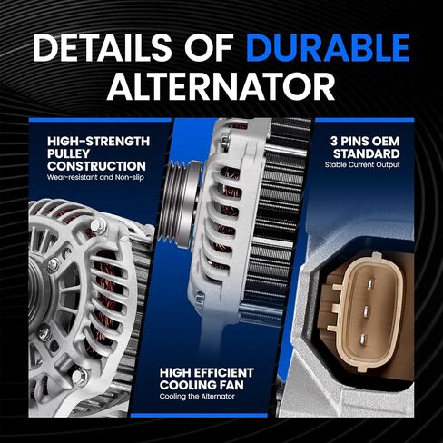 13258 Alternator Compatible with Nissan Juke 2011-2017, Sentra 2017-2019, 12V 110Amp 1.6L l4, Replace 23100-1KM1A, 23100-1KM1M in Kuwait
