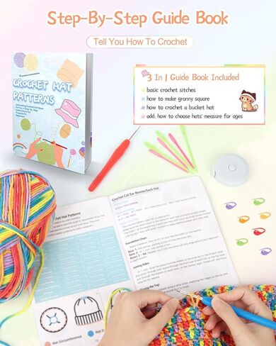 طقم كروشيه للمبتدئين، طقم كروشيه مبتدئ للبالغين والأطفال يتعلمون الكروشيه المربعات الجدة، أطقم وسادات كروشيه، طقم حياكة، مجموعة أدوات كروشيه سهلة للمبتدئين مع تعليمات خطوة بخطوة - قلب in Kuwait