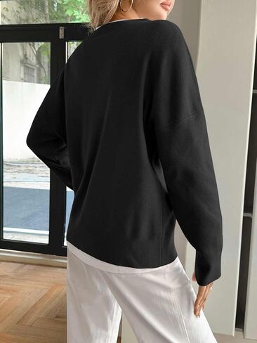 Yousify Womens Crewneck Knit Sweaters Casual Long Sleeve Loose Fit Fall Basic Soft Pullover Jumper Tops in Saudi Arabia