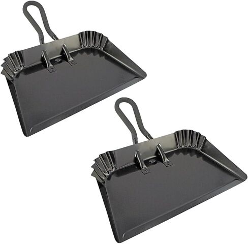 Edward Tools Extra Large Industrial Metal Dust Pan 17" - Heavy Duty Powder Coated Steel does not chip or bend - Great for large cleanups - Rubber Grip Loop handle for comfort/hanging (2) in Saudi Arabia