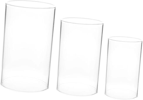 Ciieeo 3pcs Glass Taper Candle Holder Tube Shade Candle Holder Sleeve Glass Covers Decorative Shades Windproof for Home Decor in Saudi Arabia