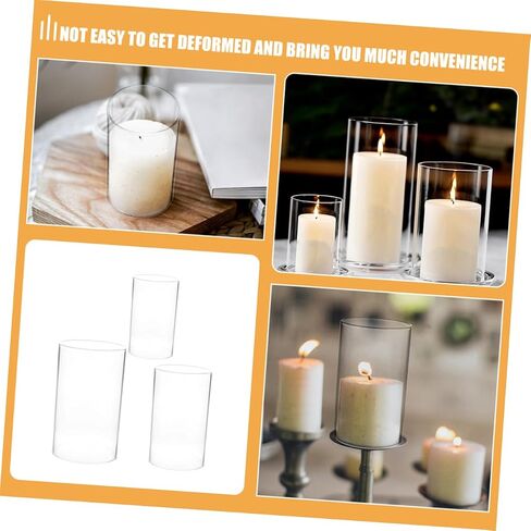Ciieeo 3pcs Glass Taper Candle Holder Tube Shade Candle Holder Sleeve Glass Covers Decorative Shades Windproof for Home Decor in Saudi Arabia