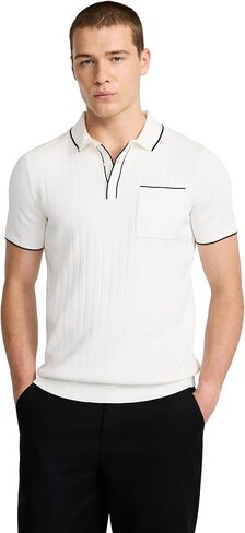 EXPRESS Men’s Sweater Polo – Modern Prep Short Sleeve Cotton Knit with Tipped Collar, Casual Workwear in Kuwait