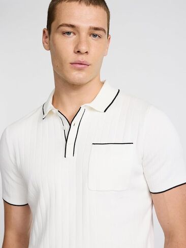 EXPRESS Men’s Sweater Polo – Modern Prep Short Sleeve Cotton Knit with Tipped Collar, Casual Workwear in Kuwait