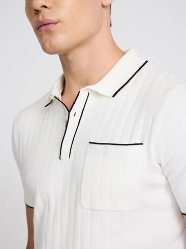 EXPRESS Men’s Sweater Polo – Modern Prep Short Sleeve Cotton Knit with Tipped Collar, Casual Workwear in Kuwait