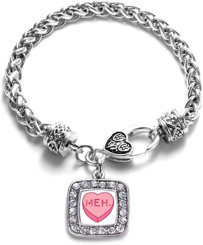 Inspired Silver - Silver Square Charm Bracelet with Cubic Zirconia Jewelry in Saudi Arabia