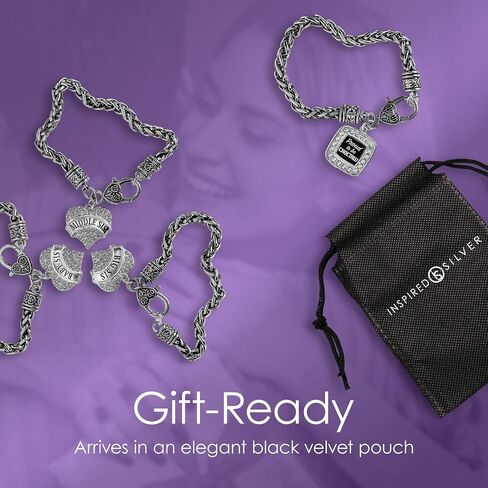 Inspired Silver - Silver Square Charm Bracelet with Cubic Zirconia Jewelry in Saudi Arabia