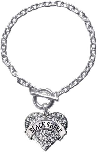 Inspired Silver - Silver Pave Heart Charm Toggle Bracelet with Cubic Zirconia Jewelry in Saudi Arabia