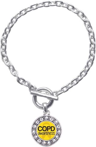 Inspired Silver - Silver Circle Charm Toggle Bracelet with Cubic Zirconia Jewelry in Saudi Arabia
