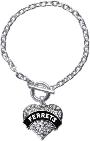 Inspired Silver - Silver Pave Heart Charm Toggle Bracelet with Cubic Zirconia Jewelry in Saudi Arabia