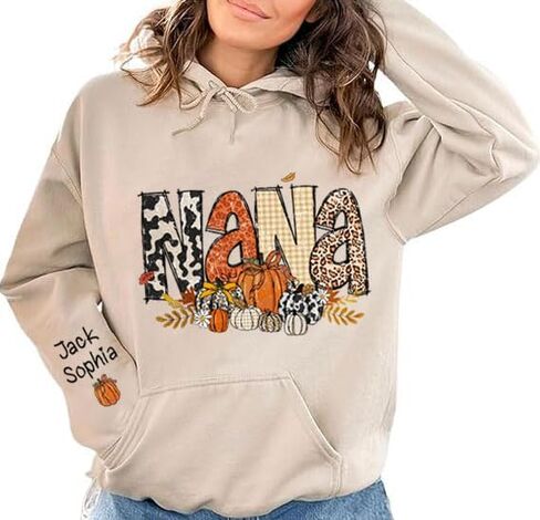 NAZENTI Personalized Mama Sweatshirt, Leopard Autumn Fall Mama Pumpkin Sweatshirt, Fall Sweatshirts for Women, Gift for Mom in Saudi Arabia