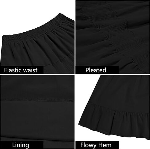 Women's Tiered Ruffle Boho Long Skirt Fall Chiffon Pleated Flowy Flared Maxi Skirt in Kuwait