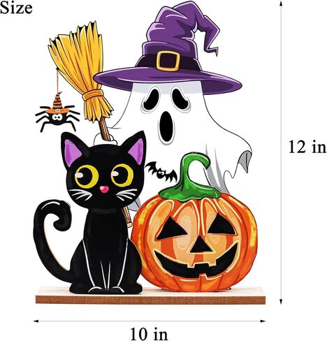 Halloween Decorations Indoor Wooden Pumpkin Ghost Table Signs Halloween Table Decorations Tiered Tray Decor Rustic Farmhouse Home Living Room Decor in Saudi Arabia