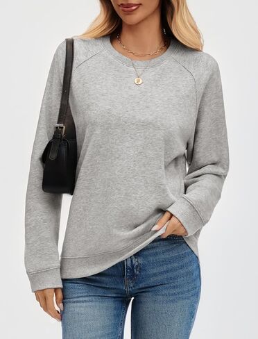 Cotton Crewneck Sweatshirts Women Solid Oversized Casual Raglan Sleeve Tops Comfy Fall Fashion Winter Clothes 2025 in Kuwait