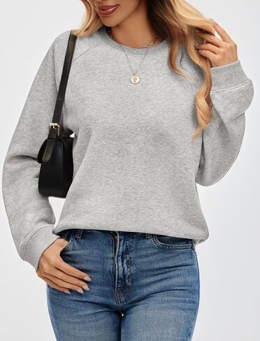Cotton Crewneck Sweatshirts Women Solid Oversized Casual Raglan Sleeve Tops Comfy Fall Fashion Winter Clothes 2025 in Kuwait