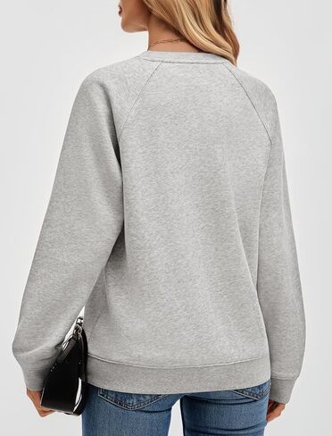Cotton Crewneck Sweatshirts Women Solid Oversized Casual Raglan Sleeve Tops Comfy Fall Fashion Winter Clothes 2025 in Kuwait