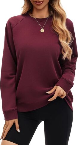 Cotton Crewneck Sweatshirts Women Solid Oversized Casual Raglan Sleeve Tops Comfy Fall Fashion Winter Clothes 2025 in Kuwait