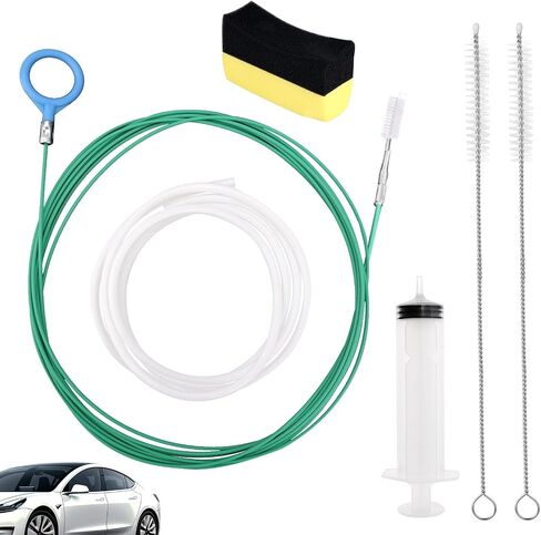 Car Sunroof Drain Cleaning Tool, Extra Long Flexible Wire Cleaner Unclogger with Straight Brush Syringe Leather Hose & Sponge for Auto Sun Roof Cover Windshield AC Line Pipe Detailing in Saudi Arabia