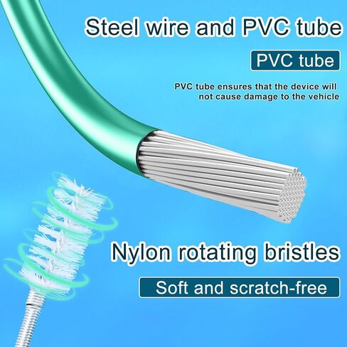 Car Sunroof Drain Cleaning Tool, Extra Long Flexible Wire Cleaner Unclogger with Straight Brush Syringe Leather Hose & Sponge for Auto Sun Roof Cover Windshield AC Line Pipe Detailing in Saudi Arabia
