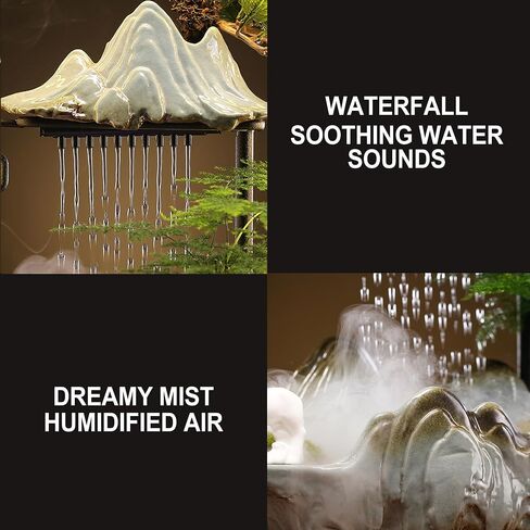 Horse Tabletop Fountain Indoor Waterfall Fountain Office Tabletop Water Fountain with Lights Backflow Incense Burner Ceramic Fountain Indoor Zen Decor for Home Office Yoga Meditation (Horse) in Saudi Arabia