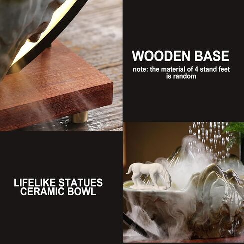 Horse Tabletop Fountain Indoor Waterfall Fountain Office Tabletop Water Fountain with Lights Backflow Incense Burner Ceramic Fountain Indoor Zen Decor for Home Office Yoga Meditation (Horse) in Saudi Arabia