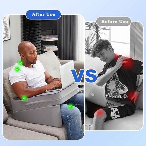 Lap Desk Pillow, Memory Foam Laptop Pillow Desk with Cup Holder, Reading Pillow for Lap, Laptop Desk for Bed, Soft Bed Desk for Working, Gaming, Reading(Grey) in Saudi Arabia