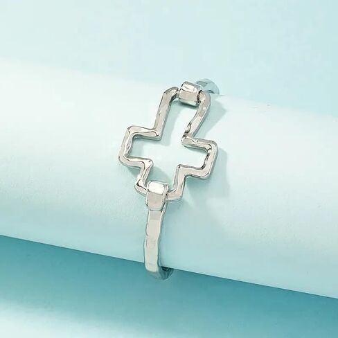 925 Sterling Silver Christian Jesus Christ Cross Catholic Crucifix Bangle Cuff KL113 Affordable Matching Bracelets Elegant Accessories Daily Wear Jewelry Sleek Minimalist Designs in Saudi Arabia