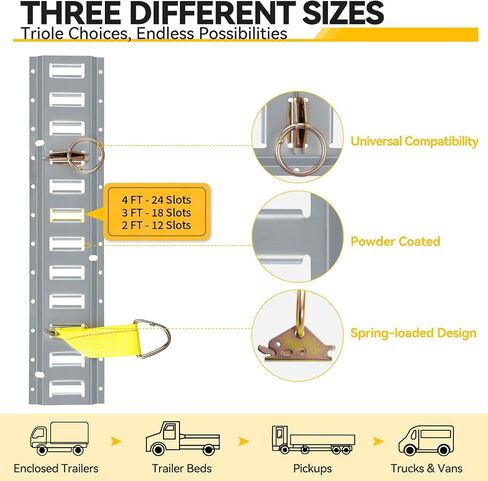 Elechomes E Track Tie-Down Rail Kit：22 Pcs Set Etrack kit 6 Rails, 2 Ratchet Straps, 6 Rope Tie Offs, 6 O Ring Anchors, 2 Single Slot Anchors Securing Accessories for Garages Vans Trailers Motorcycle in Saudi Arabia