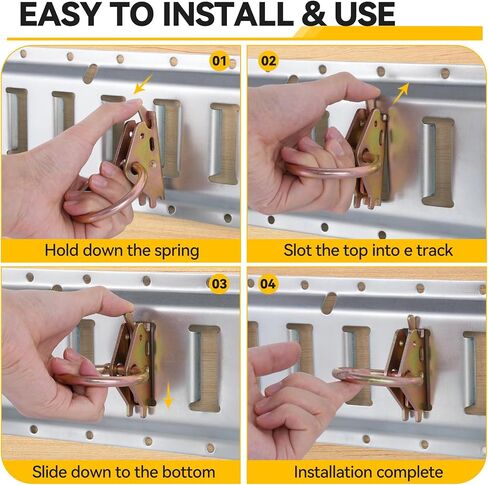 Elechomes E Track Tie-Down Rail Kit：22 Pcs Set Etrack kit 6 Rails, 2 Ratchet Straps, 6 Rope Tie Offs, 6 O Ring Anchors, 2 Single Slot Anchors Securing Accessories for Garages Vans Trailers Motorcycle in Saudi Arabia