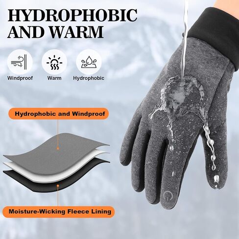 2 Pairs Winter Gloves Touchscreen Waterproof Thermal Warm Cold Weather Running Driving Hiking for Men Women in Kuwait