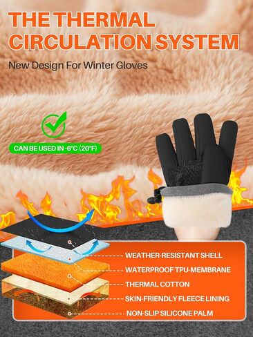 Winter Gloves Warm for Men & Women - Waterproof Touchscreen Outdoor Thermal Gloves with Plush Lining/Adjustable Wrist,Snow Shoveling Commuting Skiing in Saudi Arabia