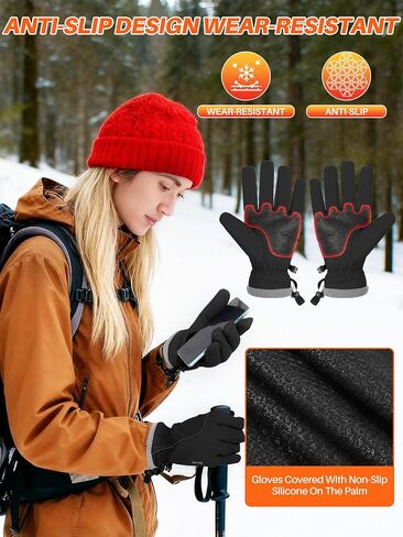 Winter Gloves Warm for Men & Women - Waterproof Touchscreen Outdoor Thermal Gloves with Plush Lining/Adjustable Wrist,Snow Shoveling Commuting Skiing in Saudi Arabia