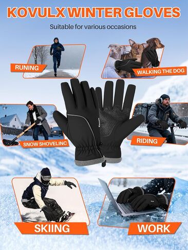 Winter Gloves Warm for Men & Women - Waterproof Touchscreen Outdoor Thermal Gloves with Plush Lining/Adjustable Wrist,Snow Shoveling Commuting Skiing in Saudi Arabia