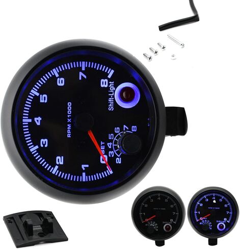 Unifizz Automotive Replacement Tachometers 0-8000RPM Blue Light RPM Tachometer Gauge for 1 2 3 4 5 6 7 8 Cylinder Gasoline Vehicles 1-2 Cylinder New Motorcycles 3.75" 12V in Saudi Arabia