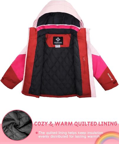 GEMYSE Girls Winter Coat Waterproof Windproof Girls Ski Jacket with Hood Kids Quilted Outerwear in Saudi Arabia