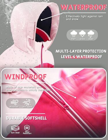 GEMYSE Girls Winter Coat Waterproof Windproof Girls Ski Jacket with Hood Kids Quilted Outerwear in Saudi Arabia