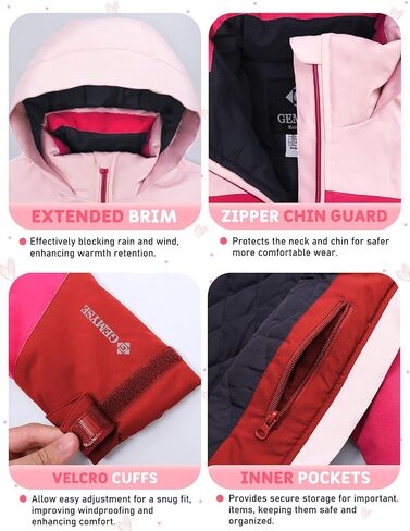 GEMYSE Girls Winter Coat Waterproof Windproof Girls Ski Jacket with Hood Kids Quilted Outerwear in Saudi Arabia