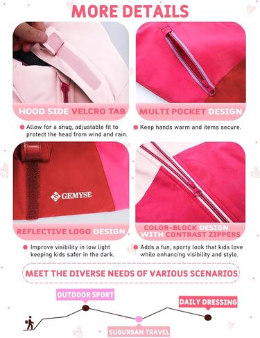 GEMYSE Girls Winter Coat Waterproof Windproof Girls Ski Jacket with Hood Kids Quilted Outerwear in Saudi Arabia