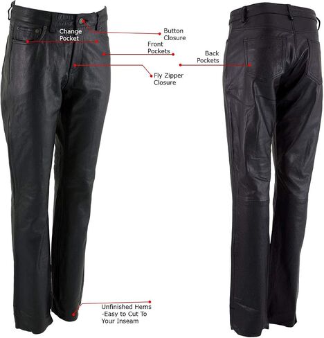 Milwaukee Leather LKM5719 Women's Black Premium Buffalo Leather Motorcycle Rider Casual Fashion Pants in Saudi Arabia